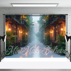 Aperturee - Fog Street Green Leaves Architecture Photo Backdrop