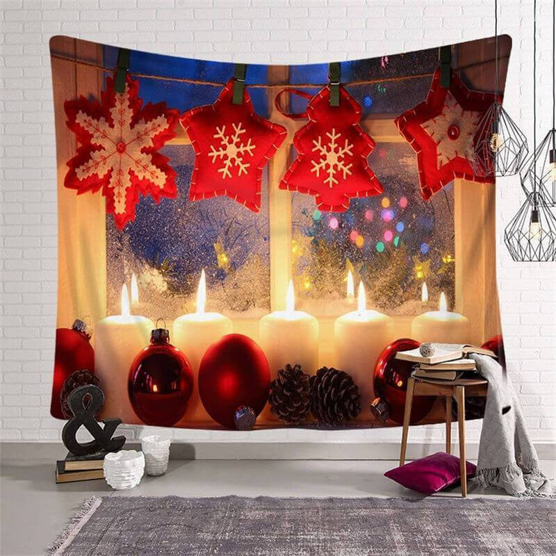 Aperturee - Fog Window Pendants Christmas Landscape Wall Tapestry