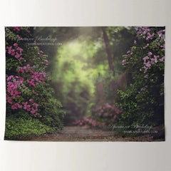 Aperturee - Foggy Pink Floral Forest Easter Backdrop For Photo