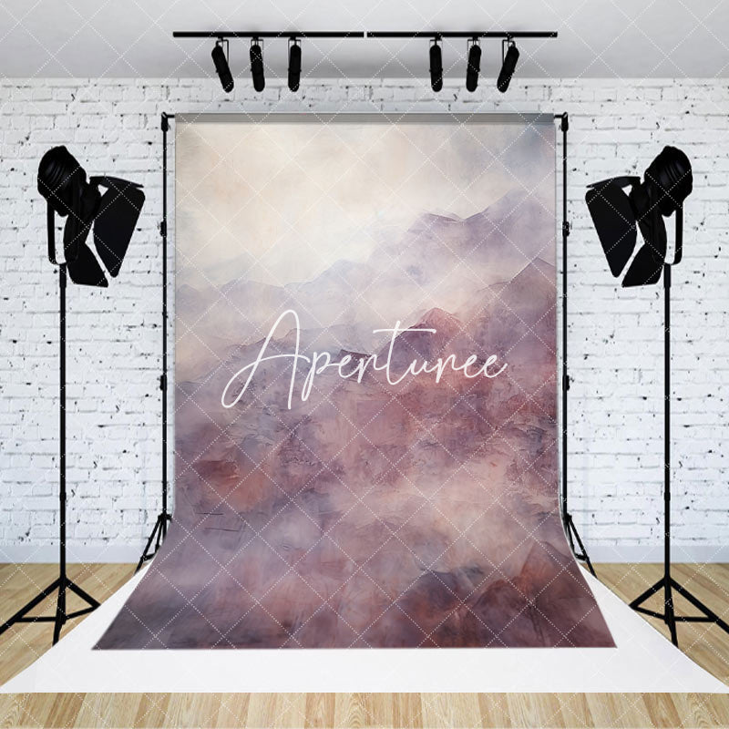 Aperturee - Foggy Purple Ink Landscape Painting Photo Backdrop