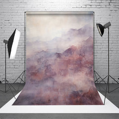 Aperturee - Foggy Purple Ink Landscape Painting Photo Backdrop