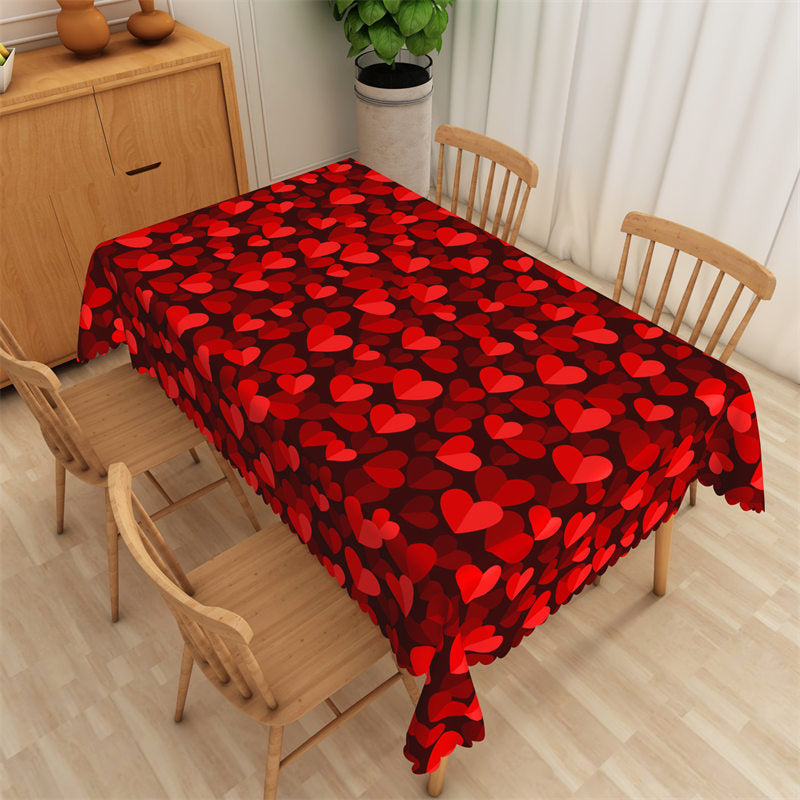 Aperturee - Folded Romantic Red Hearts Rectangle Tablecloth