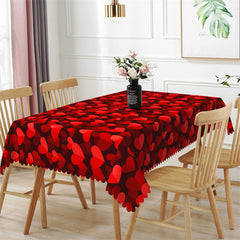 Aperturee - Folded Romantic Red Hearts Rectangle Tablecloth