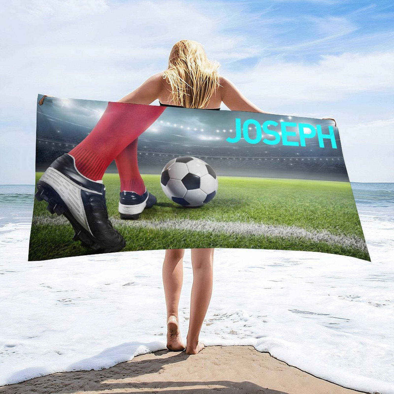 Aperturee - Football Arena Theme Boy Gift Custom Beach Towel