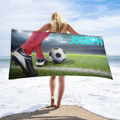 Aperturee - Football Arena Theme Boy Gift Custom Beach Towel