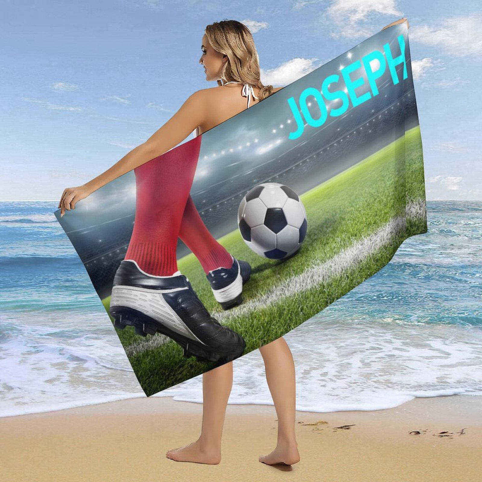 Aperturee - Football Arena Theme Boy Gift Custom Beach Towel