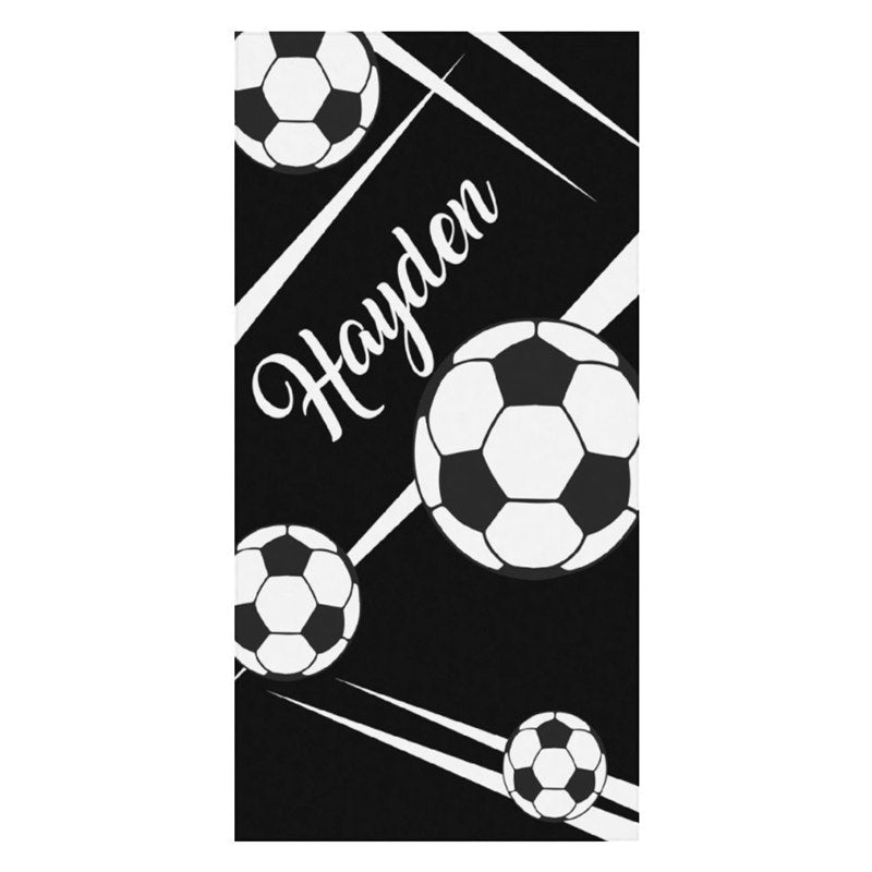 Aperturee - Football Black Custom Name Beach Towel for Boy