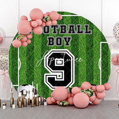 Aperturee - Football Boy Field Round 9th Birthday Party Backdrop