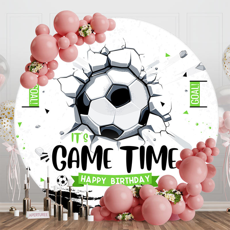 Aperturee - Football Break The Wall Game Round Birthday Backdrop