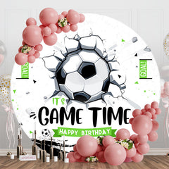 Aperturee - Football Break The Wall Game Round Birthday Backdrop