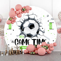 Aperturee - Football Break The Wall Game Round Birthday Backdrop