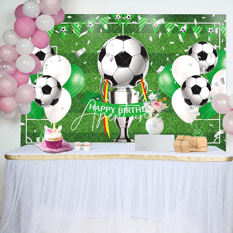 Aperturee - Football Field Balloons Sports Birthday Backdrop