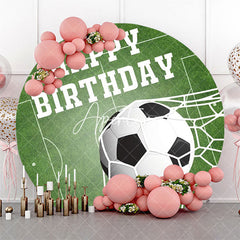 Aperturee - Football Field Goal Round Boy Happy Birthday Bakcrop