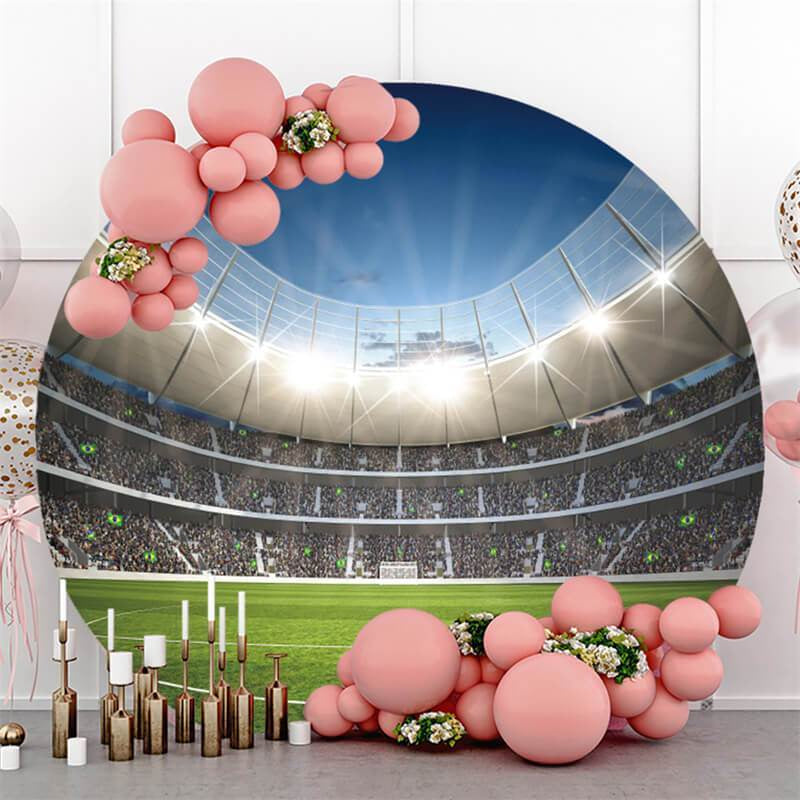 Aperturee Football Field Round Baby Shower Party Backdrop For Boy