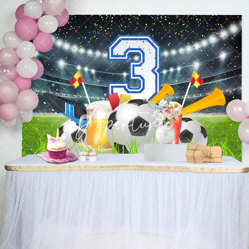 Aperturee - Football Field Stands Cheers 3rd Birthday Backdrop