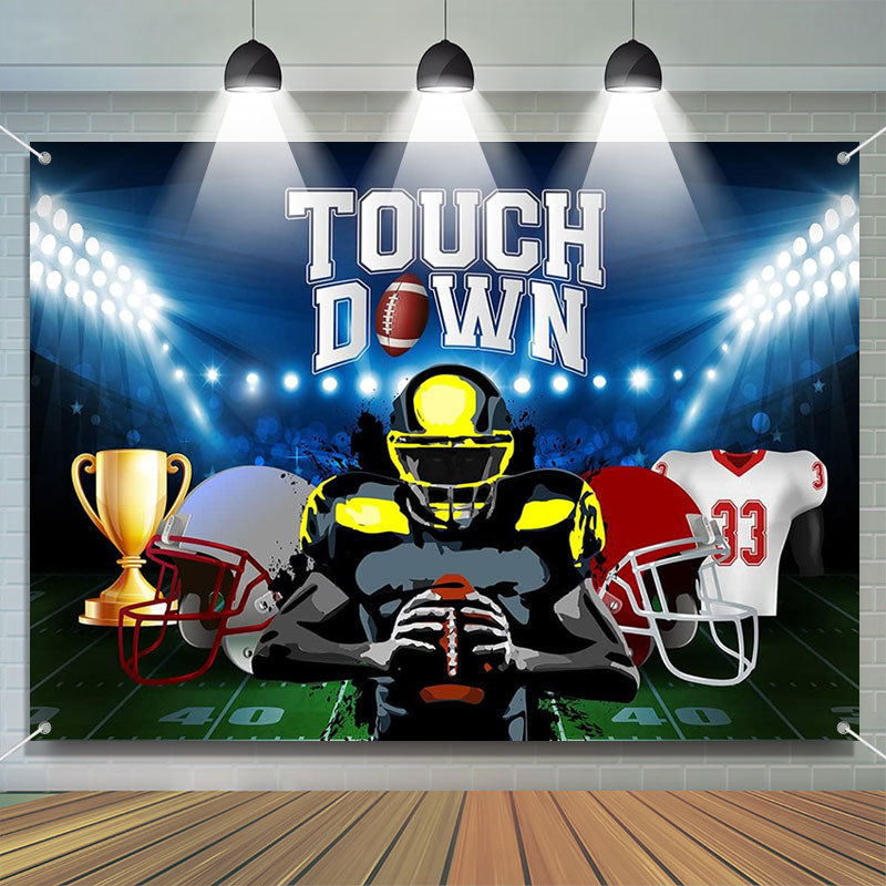 Aperturee - Football Field Strong Player Touch Down Backdrop