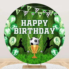 Aperturee - Football Man Prize Green Balloon Flag Round Backdrop