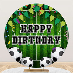 Aperturee Football Turf Sport Round Happy Birthday Backdrop