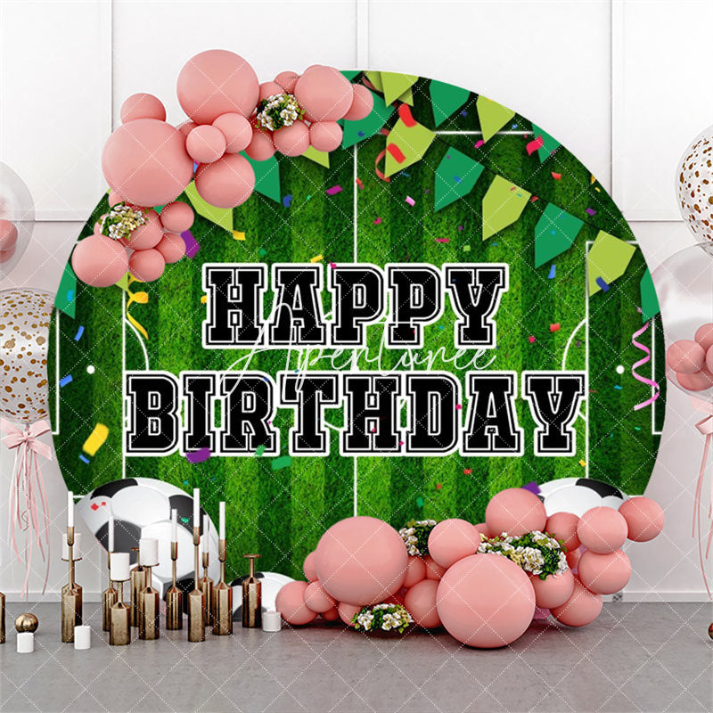 Aperturee Football Turf Sport Round Happy Birthday Backdrop