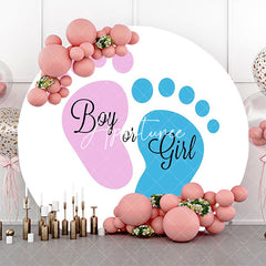 Aperturee - Footprint Boy Or Girl Round Gender Reveal Backdrop