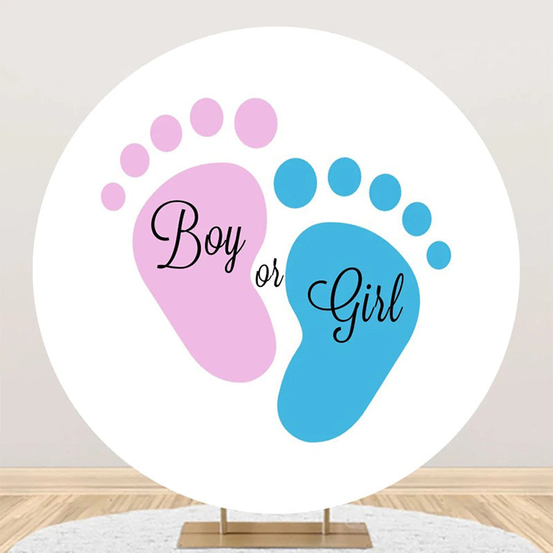 Aperturee - Footprint Boy Or Girl Round Gender Reveal Backdrop