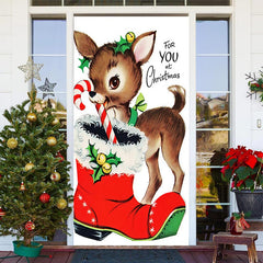 Aperturee - For You At Christmas Elk Red Boot Door Cover Decor