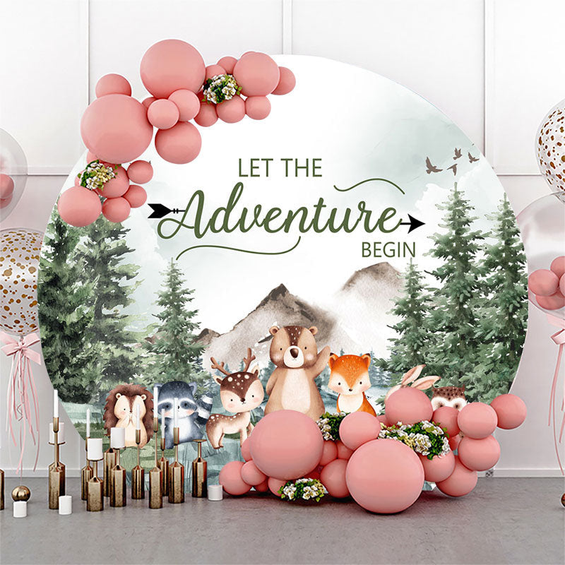 Aperturee - Forest Animals Safari Round Backdrop For Baby Shower