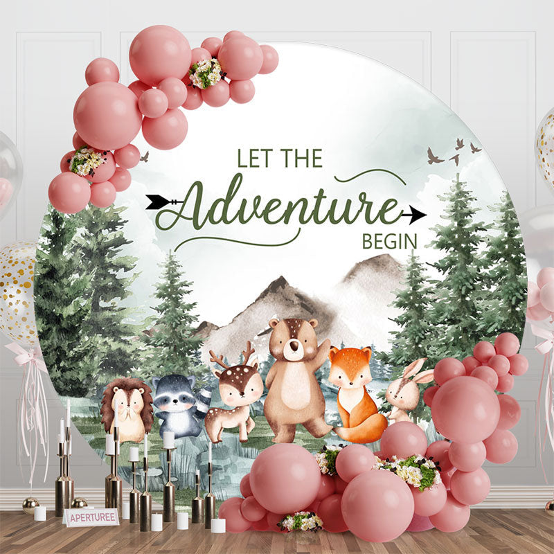 Aperturee - Forest Animals Safari Round Backdrop For Baby Shower