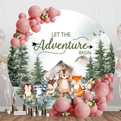 Aperturee - Forest Animals Safari Round Backdrop For Baby Shower