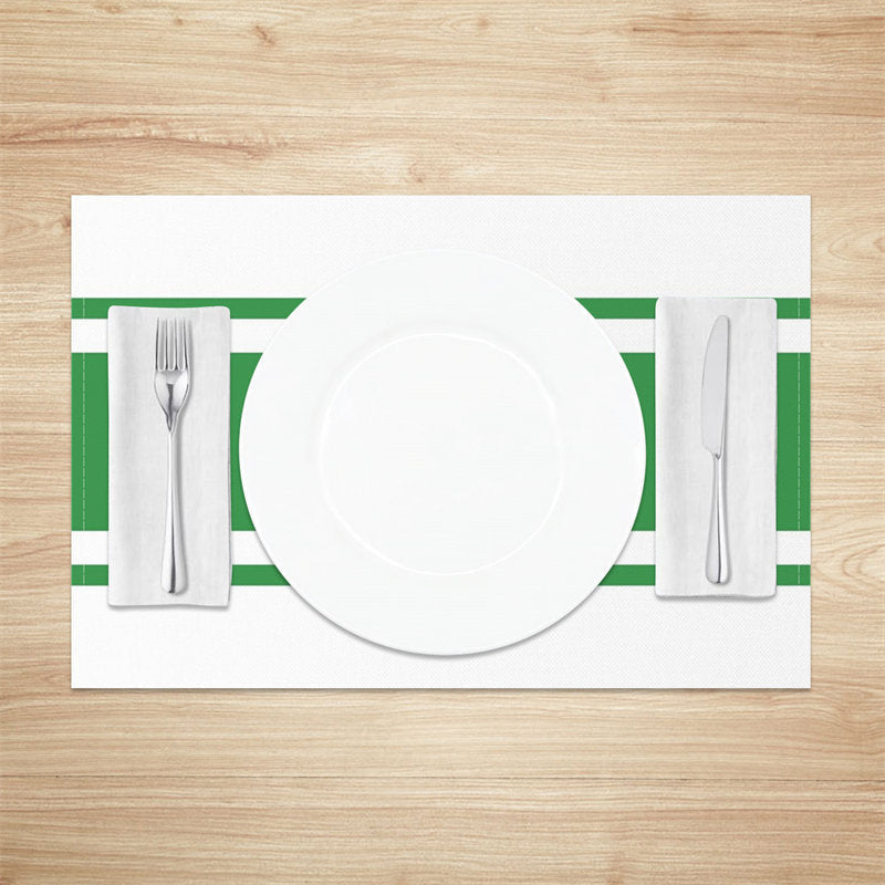 Aperturee - Forest Green White Simple Dining Set Of 4 Placemats