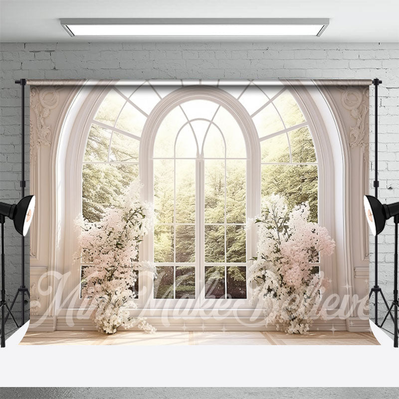 Aperturee - Forest Outside White Window Spring Photo Backdrop