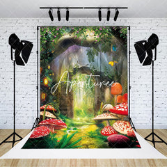 Aperturee - Forest Path Floral Gate Mushroom Photo Booth Backdrop