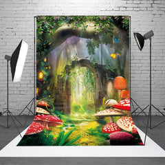 Aperturee - Forest Path Floral Gate Mushroom Photo Booth Backdrop