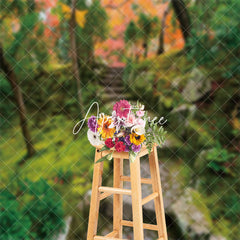 Aperturee - Forest Path Stone Steps Spring Photography Backdrop