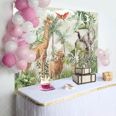 Aperturee - Forest Safari Wild Animals Trees Birthday Backdrop