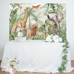 Aperturee - Forest Safari Wild Animals Trees Birthday Backdrop