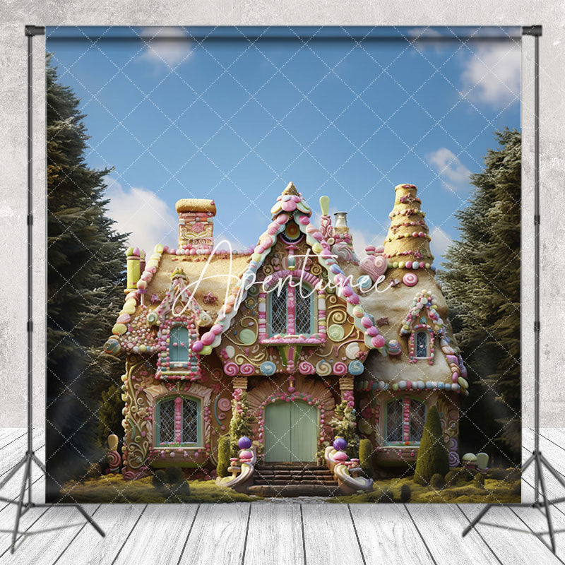 Aperturee - Forest Sky Candy House Scenery Cake Smash Backdrop