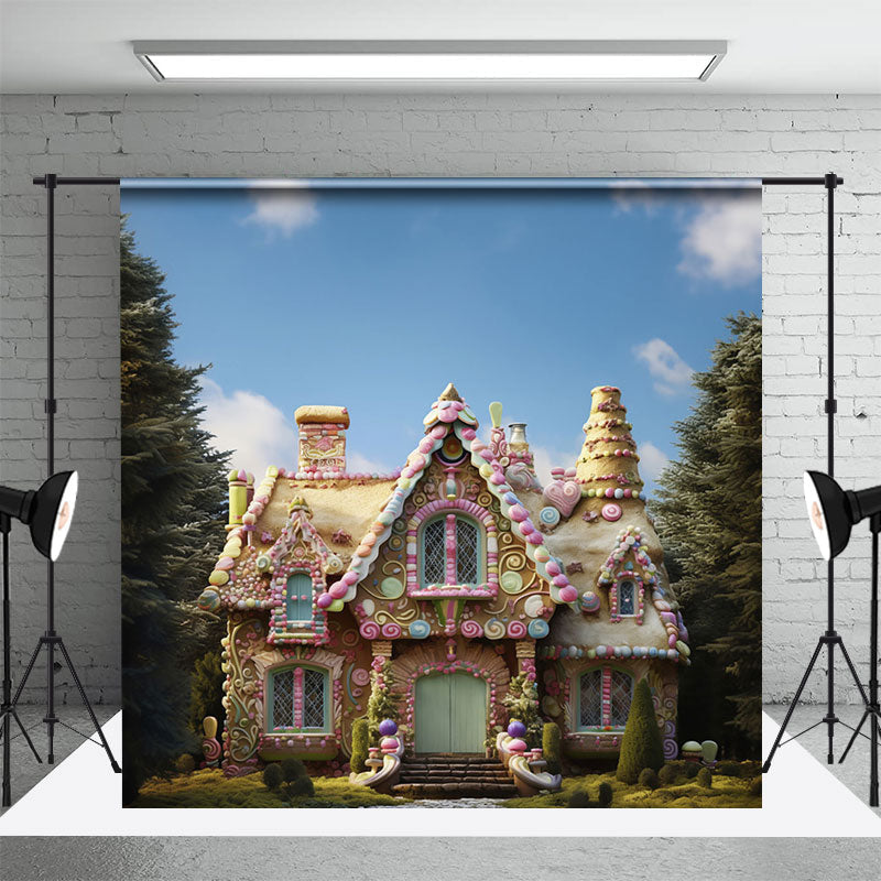 Aperturee - Forest Sky Candy House Scenery Cake Smash Backdrop