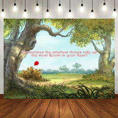 Aperturee - Forest Trees Red Slogan Greenery Birthday Backdrop