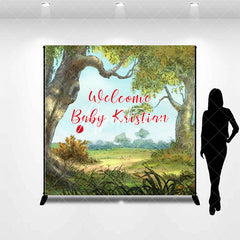 Aperturee - Forest Welcome Baby Custom Name Baby Shower Backdrop