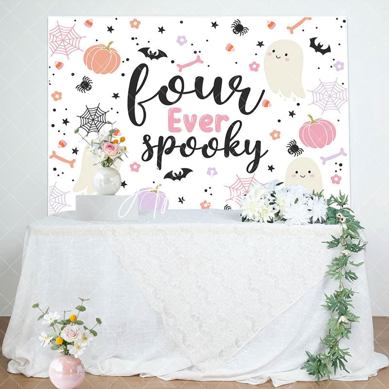 Aperturee - Fourever Spooky Cute Boo Halloween Birthday Backdrop