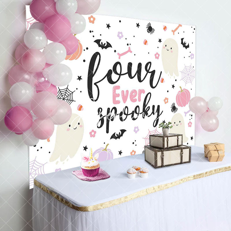 Aperturee - Fourever Spooky Cute Boo Halloween Birthday Backdrop