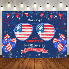 Aperturee - Fourth of July Stars and Stripes 1st Birthday Backdrop