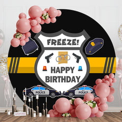 Aperturee - Freeze Police Caps Car Black Round Birthday Backdrop