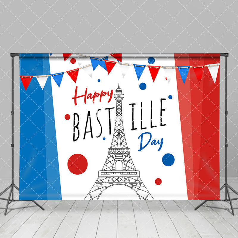 Aperturee - French Flag Eiffel Tower Happy Bastille Day Backdrop