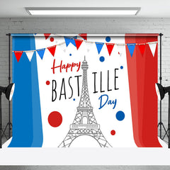 Aperturee - French Flag Eiffel Tower Happy Bastille Day Backdrop