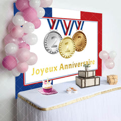 Aperturee - French Flag Olympic Joyeux Anniversaire Backdrop