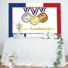 Aperturee - French Flag Olympic Joyeux Anniversaire Backdrop