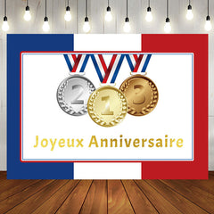 Aperturee - French Flag Olympic Joyeux Anniversaire Backdrop