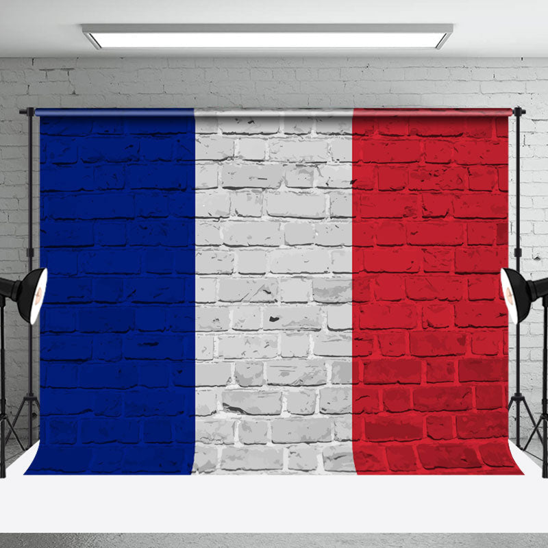 Aperturee - French Flag Retro Brick Wall Sports Olympic Backdrop